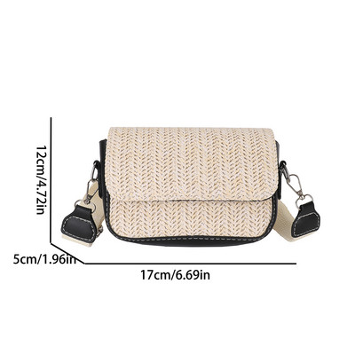 Μικρή τετράγωνη ψάθινη τσάντα για γυναίκες 2023 Καλοκαιρινές τσάντες χιαστί ώμου Πακέτο μέσης Rattan Beach Lady πορτοφόλια ταξιδιού Τσάντες Bolsa