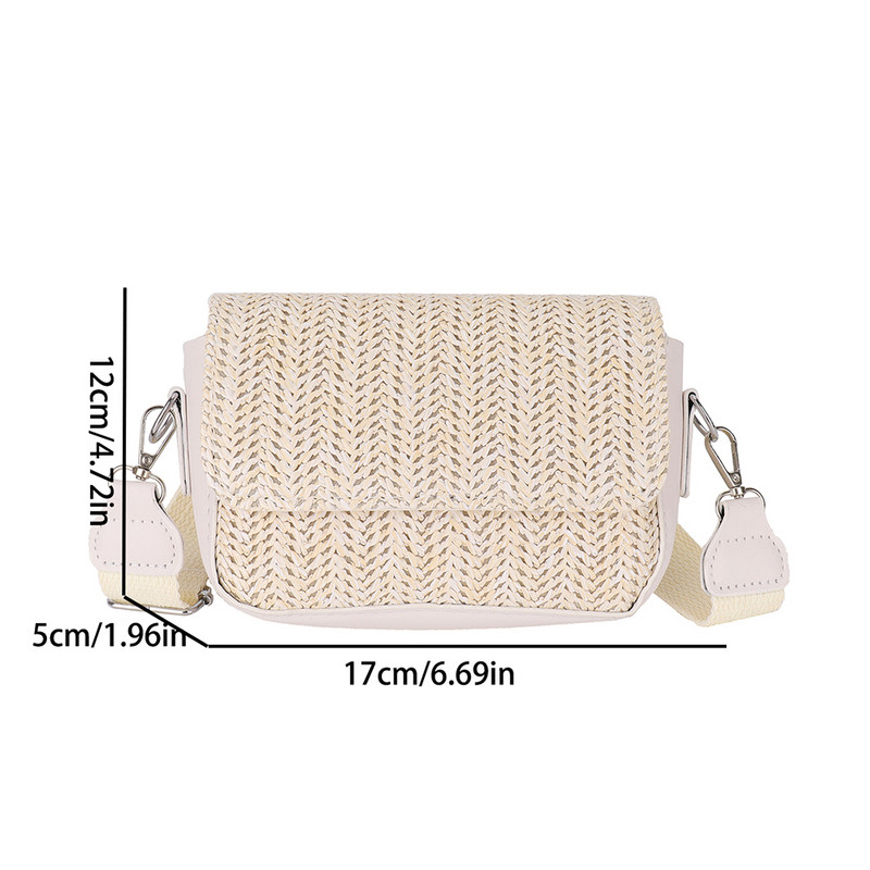 Μικρή τετράγωνη ψάθινη τσάντα για γυναίκες 2023 Καλοκαιρινές τσάντες χιαστί ώμου Πακέτο μέσης Rattan Beach Lady πορτοφόλια ταξιδιού Τσάντες Bolsa