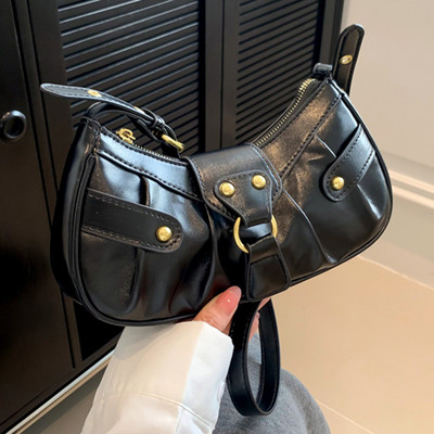 Γυναικεία τσάντα ώμου PU Δερμάτινες τσάντες Messenger Y2K Τσάντα αγορών με μοντέρνο στυλ για κορίτσια Τσάντα τσάντα χιαστί με πριτσίνια