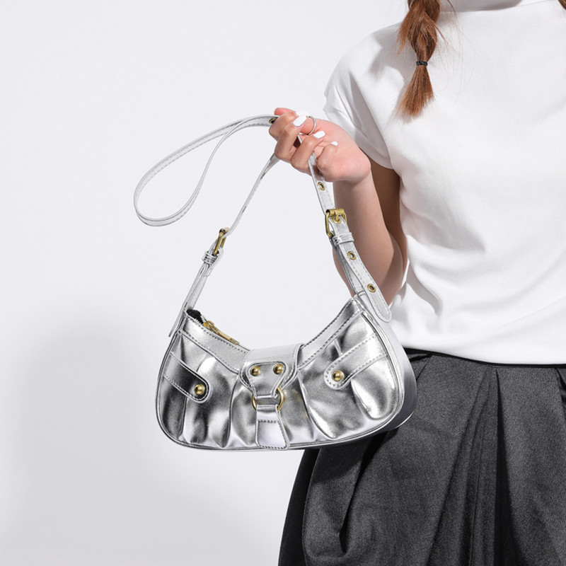 Γυναικεία τσάντα ώμου PU Δερμάτινες τσάντες Messenger Y2K Τσάντα αγορών με μοντέρνο στυλ για κορίτσια Τσάντα τσάντα χιαστί με πριτσίνια