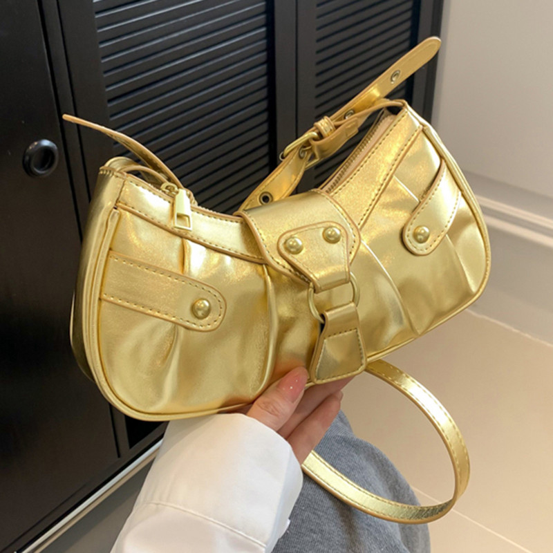 Γυναικεία τσάντα ώμου PU Δερμάτινες τσάντες Messenger Y2K Τσάντα αγορών με μοντέρνο στυλ για κορίτσια Τσάντα τσάντα χιαστί με πριτσίνια