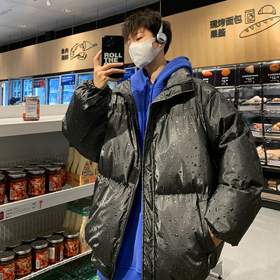 Talvejope Meeste soe mood trükitud paksendatud jakid Meeste Suured tänavariided Lahtine sulejope Meeste lühike mantel M-2XL