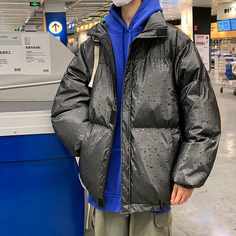 Talvejope Meeste soe mood trükitud paksendatud jakid Meeste Suured tänavariided Lahtine sulejope Meeste lühike mantel M-2XL