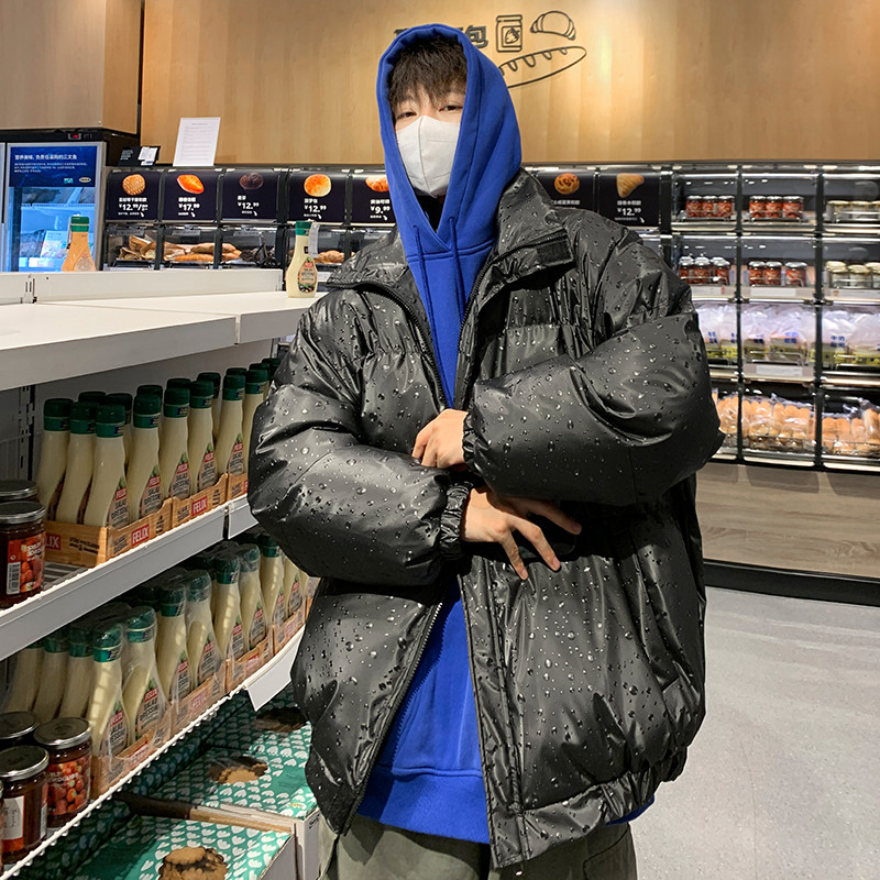 Talvejope Meeste soe mood trükitud paksendatud jakid Meeste Suured tänavariided Lahtine sulejope Meeste lühike mantel M-2XL