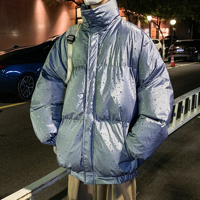 Talvejope Meeste soe mood trükitud paksendatud jakid Meeste Suured tänavariided Lahtine sulejope Meeste lühike mantel M-2XL