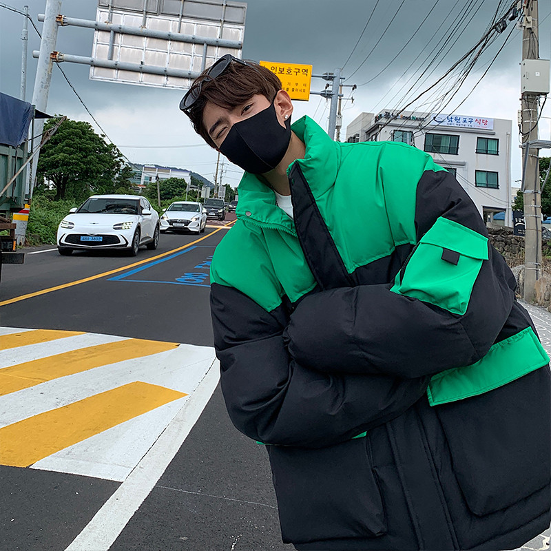 Jachetă de iarnă pentru bărbați, la modă caldă, ocazională, îngroșată, pentru bărbați, îmbrăcăminte de stradă supradimensionată, haină scurtă largi coreeană, haine Parker pentru bărbați