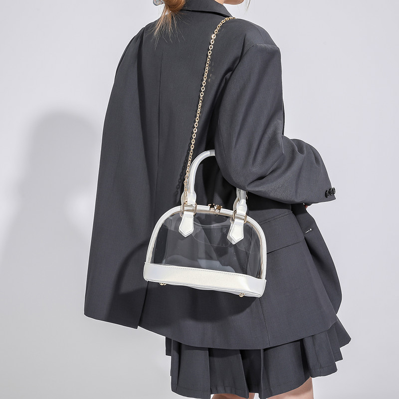 Γυναικεία τσάντα χιαστί Διαφανής αλυσίδα PVC γυναικείες τσάντες μόδας φορητό στάδιο Εγκεκριμένο Simple Clear Casual Tote