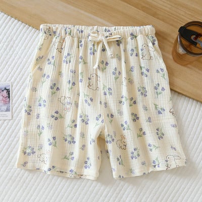 Ιαπωνικό καλοκαιρινό νέο γυναικείο παντελόνι πιτζάμα 100% βαμβακερό κρεπ σορτς μεγάλο μέγεθος χαλαρό χαριτωμένο σορτς σπίτι παντελόνι παντελόνι παντελόνι πιτζάμα