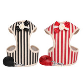 Ham pentru câini pentru pisici pentru animale de companie, cu lesă, cureaua pentru piept în aer liber, centură de modă, în dungi, vestă respirabilă din plasă moale pentru câini de talie mică, pisici