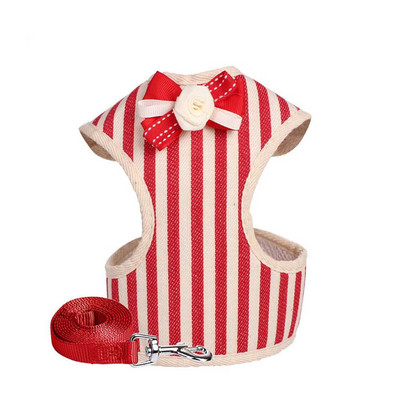 Ham pentru câini pentru pisici pentru animale de companie, cu lesă, cureaua pentru piept în aer liber, centură de modă, în dungi, vestă respirabilă din plasă moale pentru câini de talie mică, pisici