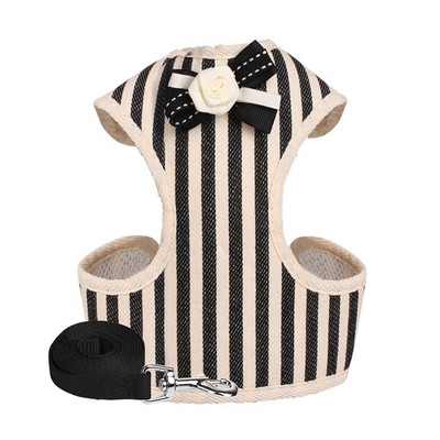 Ham pentru câini pentru pisici pentru animale de companie, cu lesă, cureaua pentru piept în aer liber, centură de modă, în dungi, vestă respirabilă din plasă moale pentru câini de talie mică, pisici