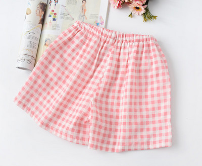 Νέο καλοκαιρινό ζευγάρι καρό σορτς Βαμβακερή γάζα Λεπτή πιτζάμα Παντελόνι Lounge Sleep Sleep Wear for Women Bottoms Night Pants