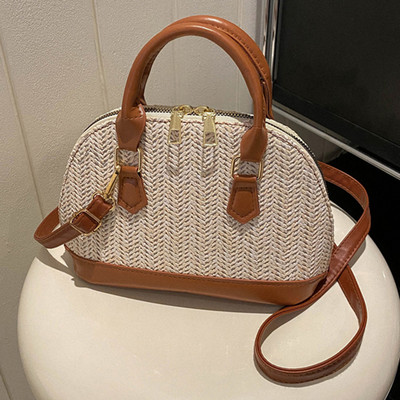 Genți de vară pentru femei, geantă de designer de lux, geantă țesătă din paie, geantă de umăr din PU, geantă de mână din rafie, ocazional, geantă simplă, boemia.