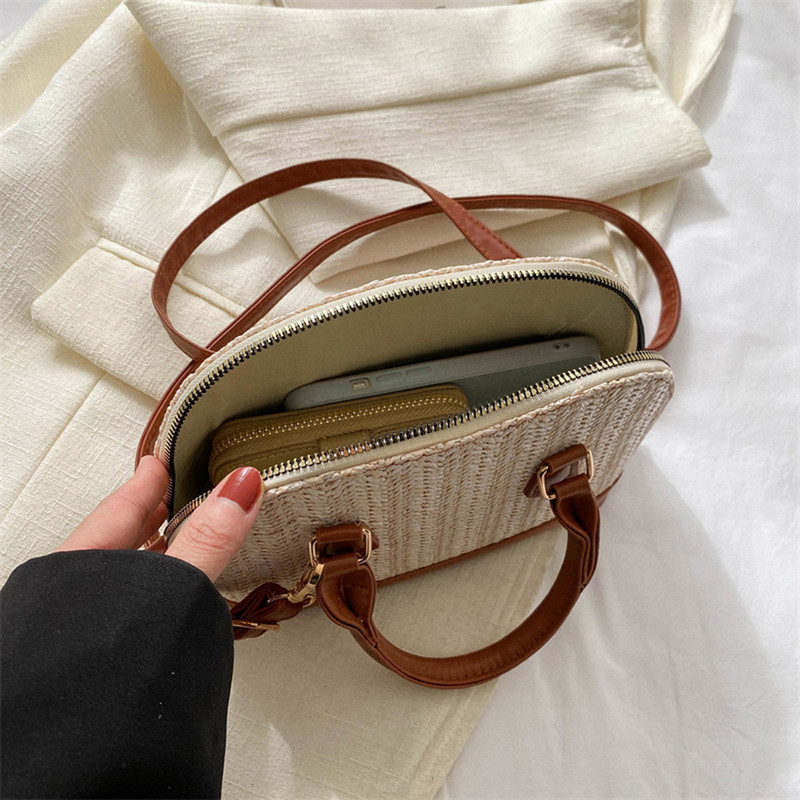 Genți de vară pentru femei, geantă de designer de lux, geantă țesătă din paie, geantă de umăr din PU, geantă de mână din rafie, ocazional, geantă simplă, boemia.