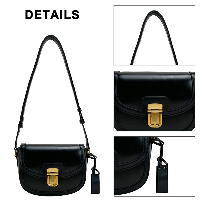 Dámska kožená sedlová taška s nastaviteľným popruhom, retro crossbody taška, všestranná vintage tote taška s kovovou sponou, dámska ležérna kabelka