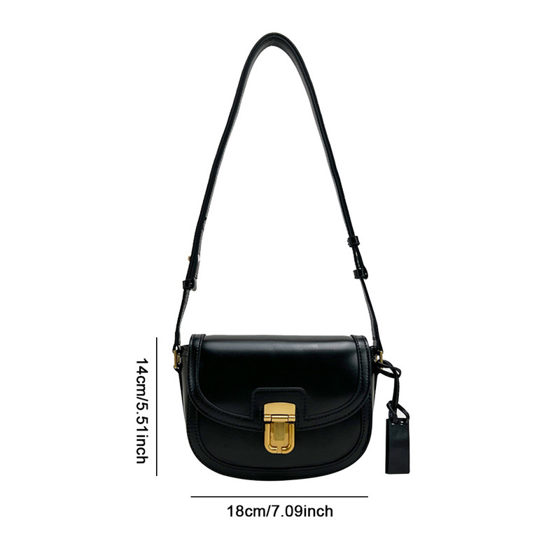 Dámska kožená sedlová taška s nastaviteľným popruhom, retro crossbody taška, všestranná vintage tote taška s kovovou sponou, dámska ležérna kabelka