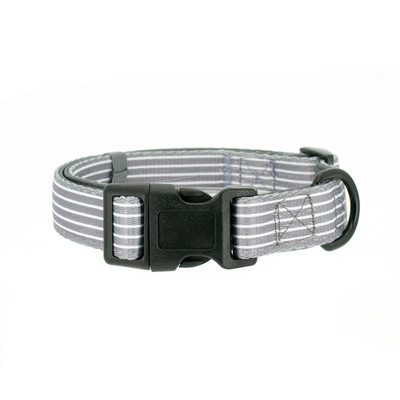 Collarlogo Ρυθμιζόμενο κολάρο για σκύλους κατοικίδιων ζώων Ανθεκτικό μαλακό, χαριτωμένο, δημιουργικό γκρι ριγέ λουρί, λουρί, λουρί, λουρί, λουρί από νεοπρένιο, λουρί για τσάντες κακών