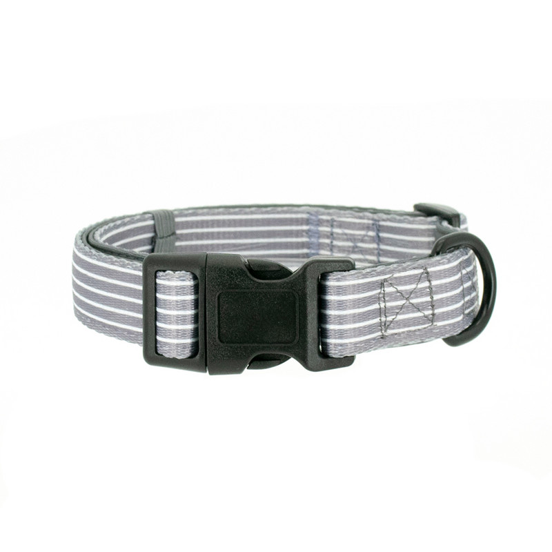 Collarlogo Ρυθμιζόμενο κολάρο για σκύλους κατοικίδιων ζώων Ανθεκτικό μαλακό, χαριτωμένο, δημιουργικό γκρι ριγέ λουρί, λουρί, λουρί, λουρί, λουρί από νεοπρένιο, λουρί για τσάντες κακών
