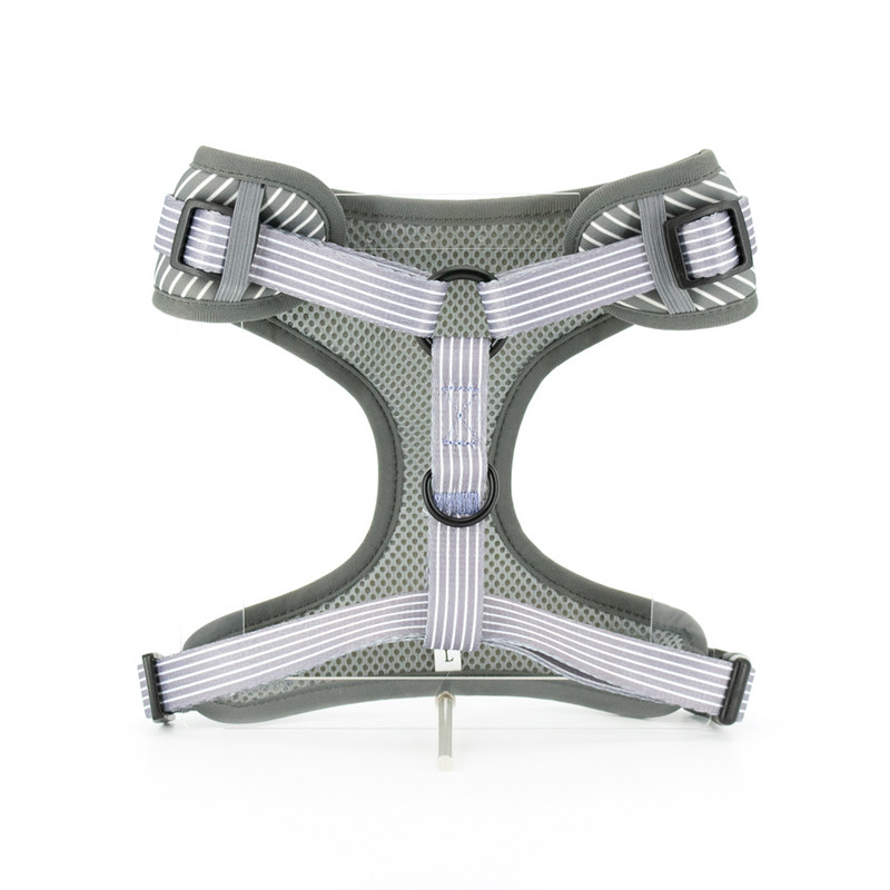 Collarlogo Ρυθμιζόμενο κολάρο για σκύλους κατοικίδιων ζώων Ανθεκτικό μαλακό, χαριτωμένο, δημιουργικό γκρι ριγέ λουρί, λουρί, λουρί, λουρί, λουρί από νεοπρένιο, λουρί για τσάντες κακών