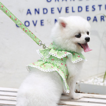 Рокли за колани за кучета за малки кучета Сладка флорална рокля за кученце с каишка Момиче с лък Кученце Рокля за принцеса с D-пръстен Мека мрежеста рокля за домашни любимци