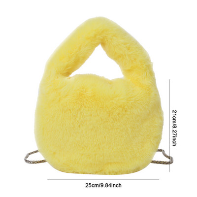 Γυναικεία τσάντα μόδας χειμωνιάτικης ψεύτικη γούνα Λούτρινη μονόχρωμη αλυσίδα τσάντα χιαστί Απαλή, κομψή, μικρή τσάντα σχεδιαστή τσάντα ώμου