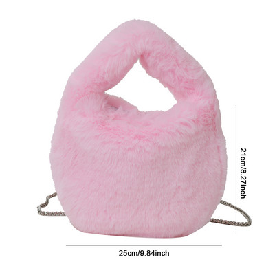 Γυναικεία τσάντα μόδας χειμωνιάτικης ψεύτικη γούνα Λούτρινη μονόχρωμη αλυσίδα τσάντα χιαστί Απαλή, κομψή, μικρή τσάντα σχεδιαστή τσάντα ώμου