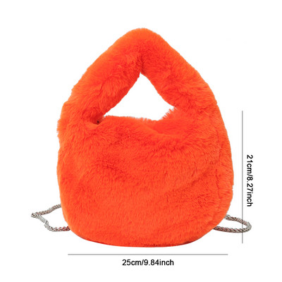 Γυναικεία τσάντα μόδας χειμωνιάτικης ψεύτικη γούνα Λούτρινη μονόχρωμη αλυσίδα τσάντα χιαστί Απαλή, κομψή, μικρή τσάντα σχεδιαστή τσάντα ώμου