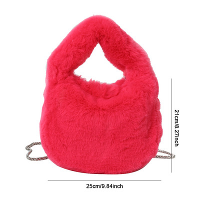 Γυναικεία τσάντα μόδας χειμωνιάτικης ψεύτικη γούνα Λούτρινη μονόχρωμη αλυσίδα τσάντα χιαστί Απαλή, κομψή, μικρή τσάντα σχεδιαστή τσάντα ώμου