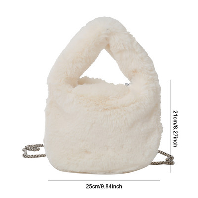 Γυναικεία τσάντα μόδας χειμωνιάτικης ψεύτικη γούνα Λούτρινη μονόχρωμη αλυσίδα τσάντα χιαστί Απαλή, κομψή, μικρή τσάντα σχεδιαστή τσάντα ώμου