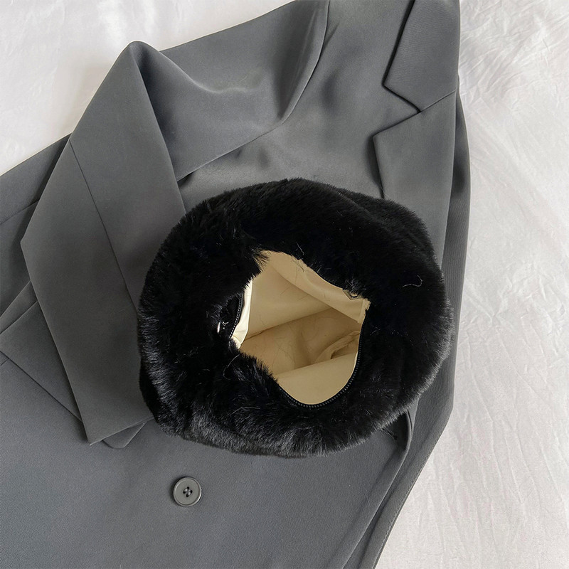 Γυναικεία τσάντα μόδας χειμωνιάτικης ψεύτικη γούνα Λούτρινη μονόχρωμη αλυσίδα τσάντα χιαστί Απαλή, κομψή, μικρή τσάντα σχεδιαστή τσάντα ώμου