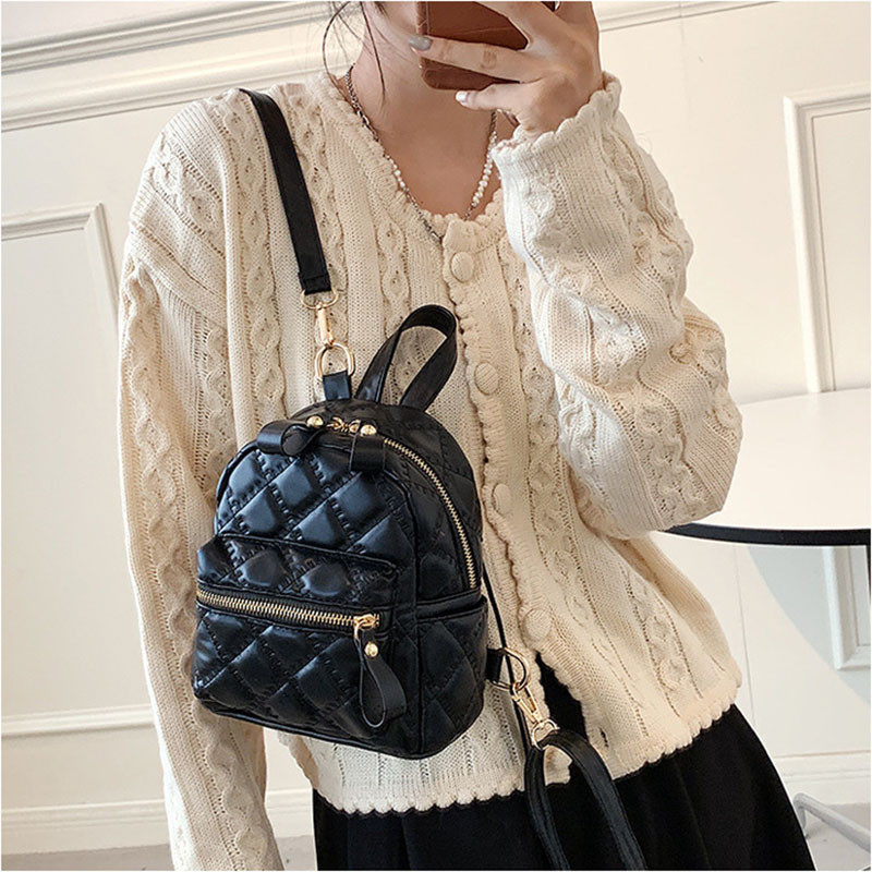 Πολυτελείς γυναικείες τσάντες πλάτης 2022 Υψηλής ποιότητας PU Δερμάτινες σχολικές τσάντες Γυναικείες ταξιδιωτικές χιαστί πίσω τσάντα Cute girls Black Bag