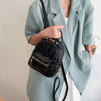 Луксозна дамска раница 2022 Висококачествена ученическа чанта от PU кожа Модерни раници за пътуване за момичета Ежедневна едноцветна дамска чанта