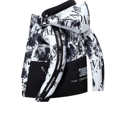 2023 New ανδρικό πουπουλένιο βαμβακερό παλτό Χειμερινό μπουφάν ελαφρύ μόδας, μάρκας λευκό πάπια πουπουλένιο Παχύ ζεστό κοντό παλτό με κουκούλα