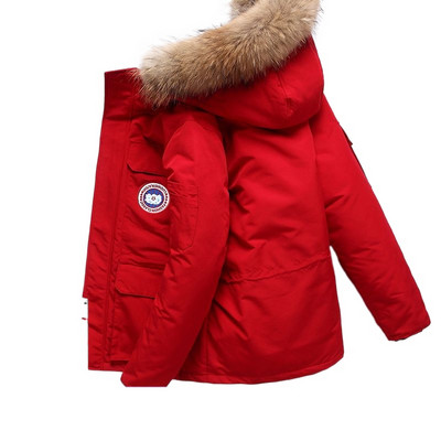 2023 New ανδρικό πουπουλένιο βαμβακερό παλτό Χειμερινό μπουφάν ελαφρύ μόδας, μάρκας λευκό πάπια πουπουλένιο Παχύ ζεστό κοντό παλτό με κουκούλα