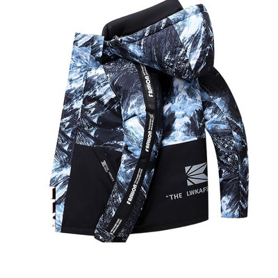 2023 New ανδρικό πουπουλένιο βαμβακερό παλτό Χειμερινό μπουφάν ελαφρύ μόδας, μάρκας λευκό πάπια πουπουλένιο Παχύ ζεστό κοντό παλτό με κουκούλα