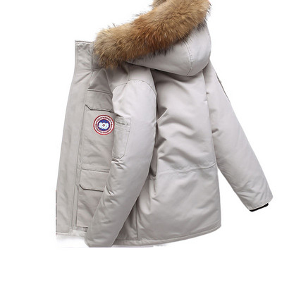 2023 New ανδρικό πουπουλένιο βαμβακερό παλτό Χειμερινό μπουφάν ελαφρύ μόδας, μάρκας λευκό πάπια πουπουλένιο Παχύ ζεστό κοντό παλτό με κουκούλα