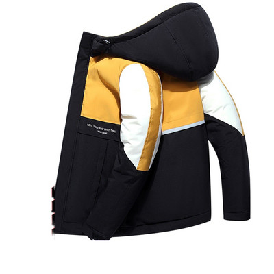 2023 New ανδρικό πουπουλένιο βαμβακερό παλτό Χειμερινό μπουφάν ελαφρύ μόδας, μάρκας λευκό πάπια πουπουλένιο Παχύ ζεστό κοντό παλτό με κουκούλα