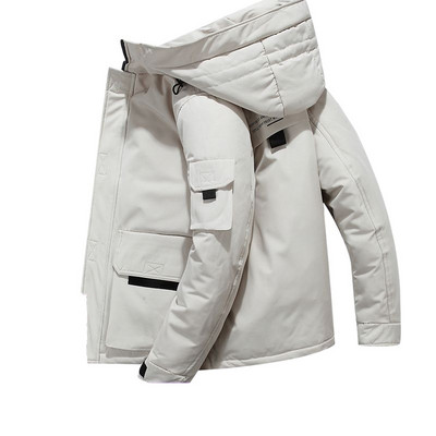 2023 New ανδρικό πουπουλένιο βαμβακερό παλτό Χειμερινό μπουφάν ελαφρύ μόδας, μάρκας λευκό πάπια πουπουλένιο Παχύ ζεστό κοντό παλτό με κουκούλα