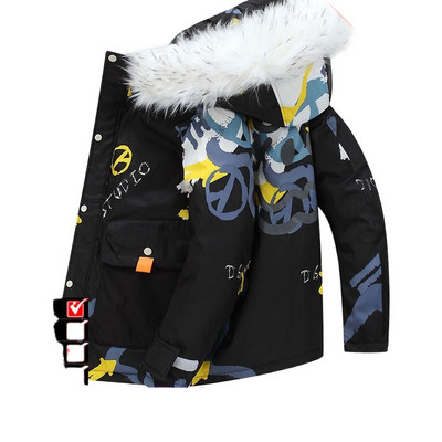 2023 New ανδρικό πουπουλένιο βαμβακερό παλτό Χειμερινό μπουφάν ελαφρύ μόδας, μάρκας λευκό πάπια πουπουλένιο Παχύ ζεστό κοντό παλτό με κουκούλα