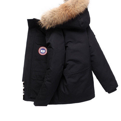 2023 New ανδρικό πουπουλένιο βαμβακερό παλτό Χειμερινό μπουφάν ελαφρύ μόδας, μάρκας λευκό πάπια πουπουλένιο Παχύ ζεστό κοντό παλτό με κουκούλα