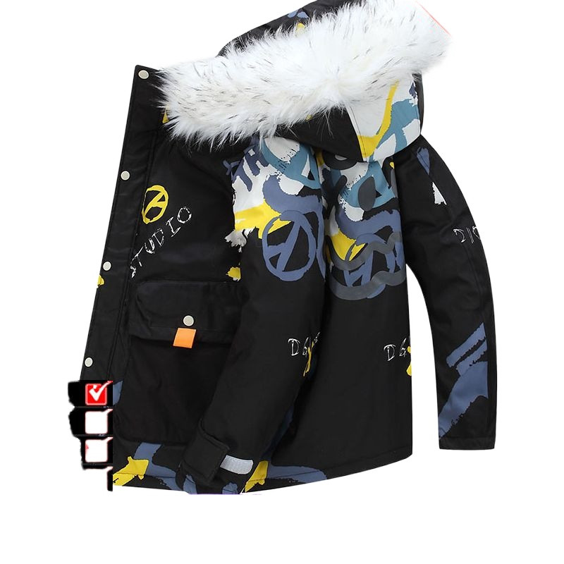 2023 New ανδρικό πουπουλένιο βαμβακερό παλτό Χειμερινό μπουφάν ελαφρύ μόδας, μάρκας λευκό πάπια πουπουλένιο Παχύ ζεστό κοντό παλτό με κουκούλα