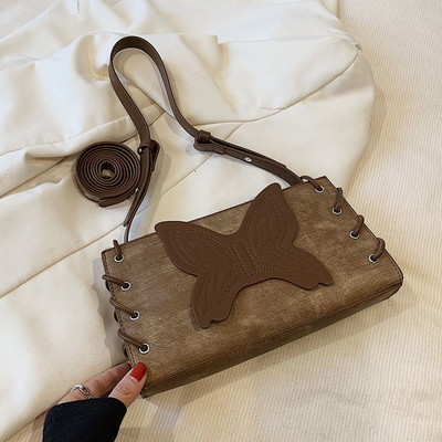 Γυναικεία τσάντα μπαλωμένη πεταλούδα Ευέλικτη τσάντα χειρός Vintage Tote με φερμουάρ Δερμάτινη τσάντα Hobo Φθινόπωρο Χειμώνας Τσάντα γνωριμιών