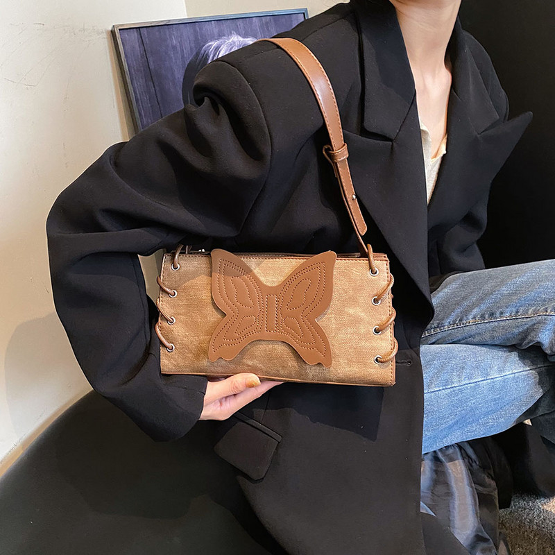 Γυναικεία τσάντα μπαλωμένη πεταλούδα Ευέλικτη τσάντα χειρός Vintage Tote με φερμουάρ Δερμάτινη τσάντα Hobo Φθινόπωρο Χειμώνας Τσάντα γνωριμιών