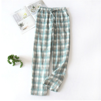 Pijamale de toamnă, din tifon de bumbac, pentru cupluri, pantaloni de acasă, pantaloni largi imprimați pentru dormit, în stil japonez, pentru femei, pantaloni pentru bărbați, pijama