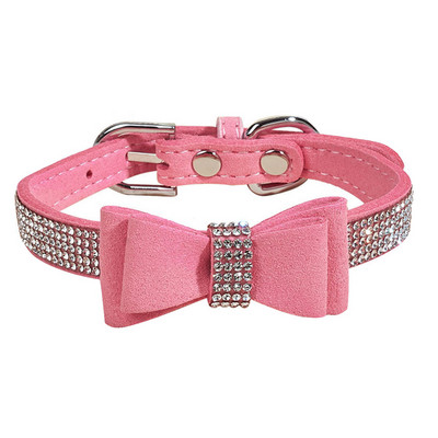 Animal de companie Zgarda Diamond Heavy Duty câine roz coliere guler microfibră Călătorie câini de talie mică