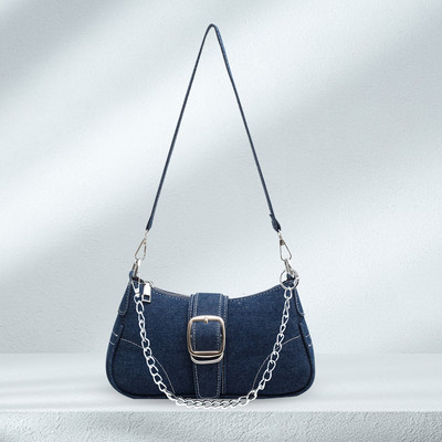 Γυναικεία τσάντα τζιν μασχάλη με πόρπη Διακόσμηση φερμουάρ Τσάντα φόρμας μόδας αλυσίδα τσάντα τσάντα τσάντα casual βραδινή τσάντα