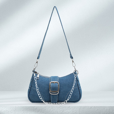 Γυναικεία τσάντα τζιν μασχάλη με πόρπη Διακόσμηση φερμουάρ Τσάντα φόρμας μόδας αλυσίδα τσάντα τσάντα τσάντα casual βραδινή τσάντα
