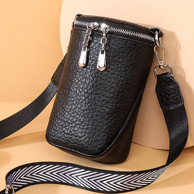 Geantă solidă pentru femei, cu curea pentru chitară, geantă pentru telefon mobil, cu fermoar, geantă de mână, ocazional, husă pentru chei pentru monede