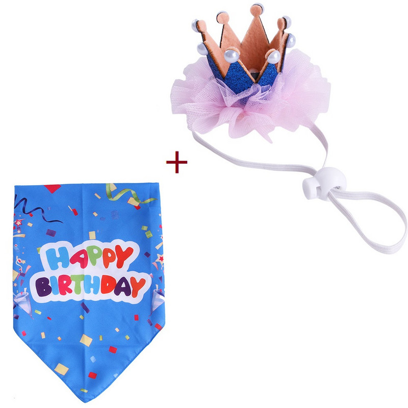 Kassikroonide kaelarihma komplekt Lemmiklooma peokaunistuste komplekt Koera sünnipäeva kolmnurk Sall Müts Kikilips Koera sünnipäevakaunistustarvikud