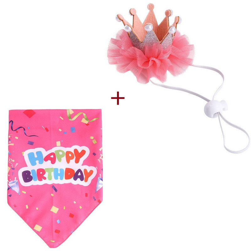 Kassikroonide kaelarihma komplekt Lemmiklooma peokaunistuste komplekt Koera sünnipäeva kolmnurk Sall Müts Kikilips Koera sünnipäevakaunistustarvikud